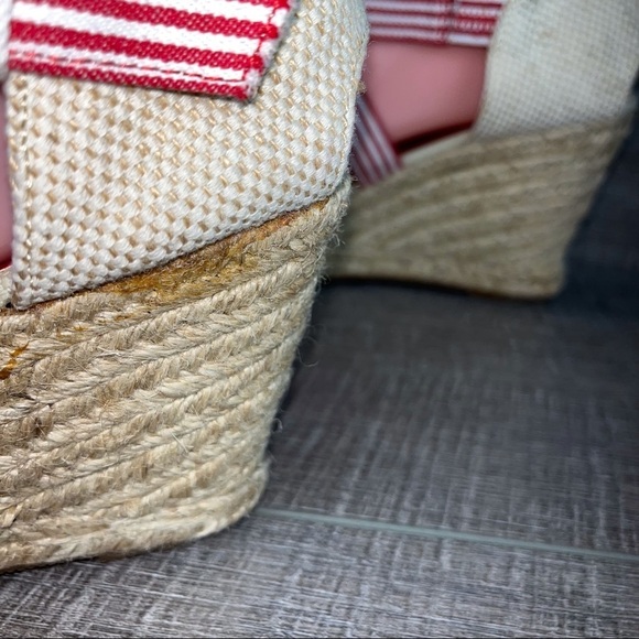 Adrienne Vittadini sz 7.5 Brianna red striped wedge Espadrilles - Picture 12 of 12
